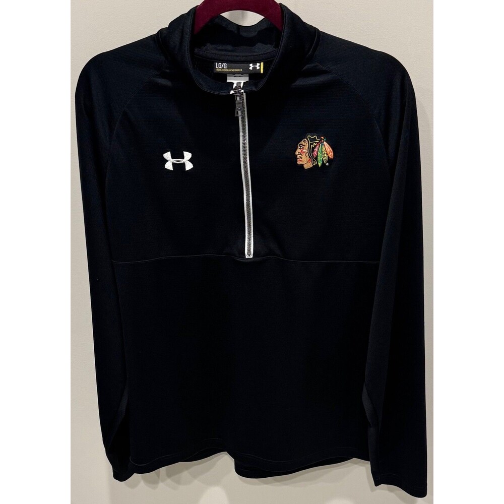 Chicago Blackhawks - Under Armour 1/4 Zip Pullover - Men's Size Large - Black